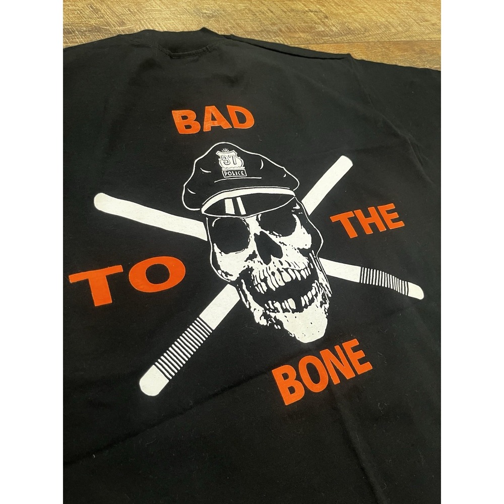 Vintage 1997 Bad To The Bone Connecticut Police Enforcers Skull Graphic Tee‎ XL - Picture 3 of 7